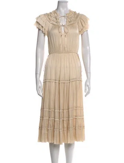 Pre-owned Ulla Johnson Crew Neck Midi Length Dress In Neutral