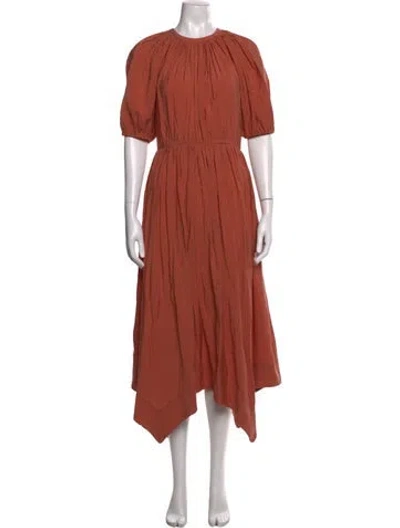 Pre-owned Ulla Johnson Crew Neck Midi Length Dress In Neutral