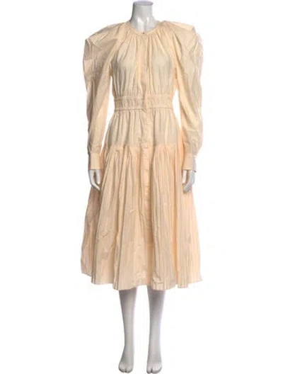 Pre-owned Ulla Johnson Crew Neck Midi Length Dress In Neutral