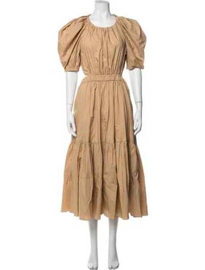 Pre-owned Ulla Johnson Crew Neck Midi Length Dress In Neutrals