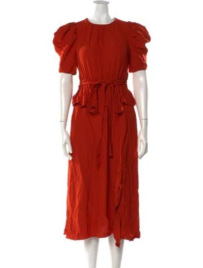 Pre-owned Ulla Johnson Crew Neck Midi Length Dress In Orange