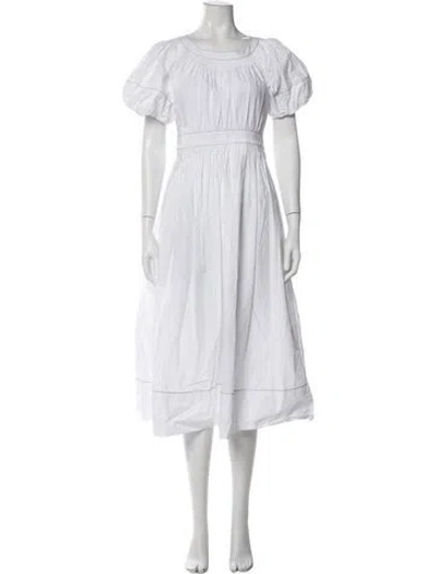 Pre-owned Ulla Johnson Crew Neck Midi Length Dress In White
