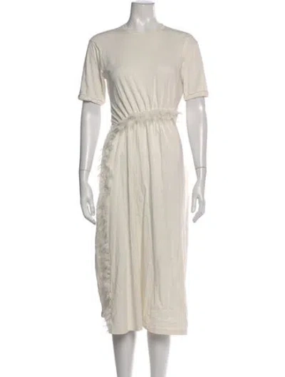 Pre-owned Ulla Johnson Crew Neck Midi Length Dress In White