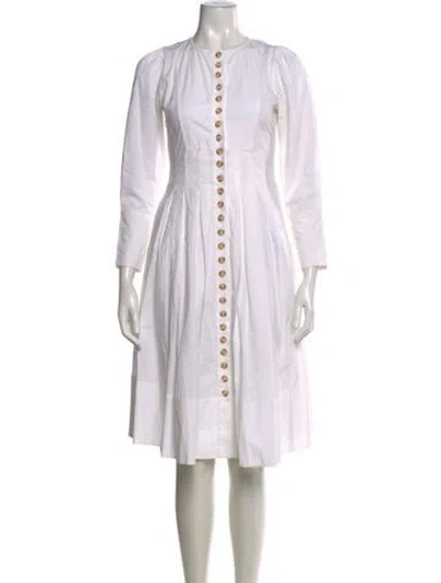 Pre-owned Ulla Johnson Crew Neck Midi Length Dress In White