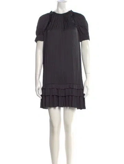 Pre-owned Ulla Johnson Crew Neck Mini Dress In Black