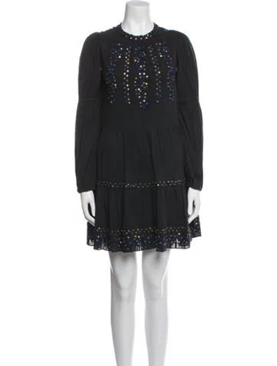 Pre-owned Ulla Johnson Crew Neck Mini Dress In Black