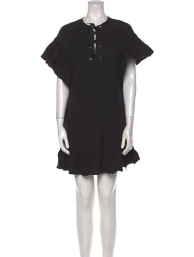 Pre-owned Ulla Johnson Crew Neck Mini Dress In Black
