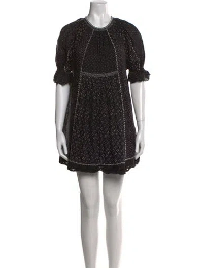 Pre-owned Ulla Johnson Crew Neck Mini Dress In Black