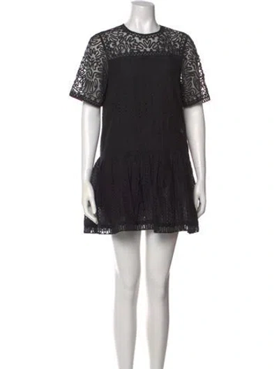 Pre-owned Ulla Johnson Crew Neck Mini Dress In Black