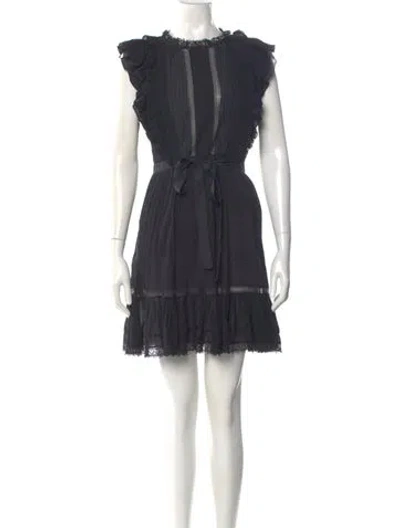 Pre-owned Ulla Johnson Crew Neck Mini Dress In Black