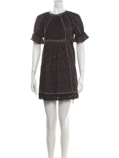 Pre-owned Ulla Johnson Crew Neck Mini Dress In Black