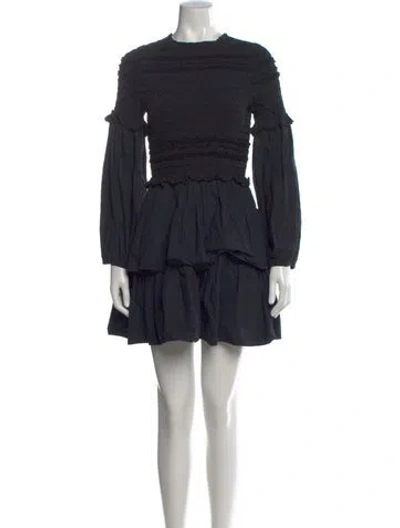 Pre-owned Ulla Johnson Crew Neck Mini Dress In Black