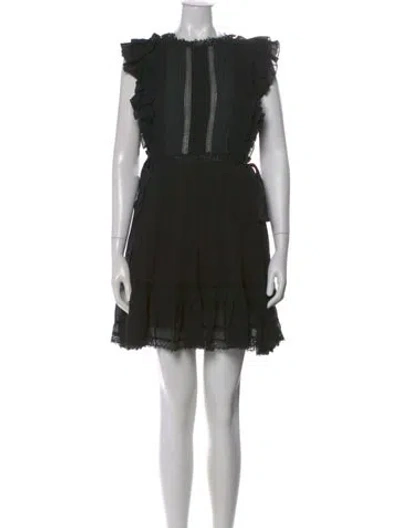 Pre-owned Ulla Johnson Crew Neck Mini Dress In Black