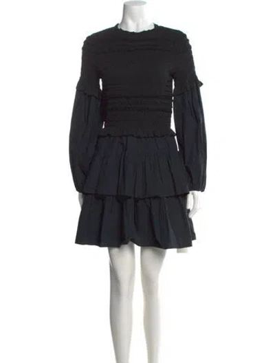 Pre-owned Ulla Johnson Crew Neck Mini Dress In Black