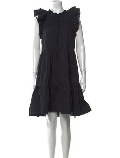Pre-owned Ulla Johnson Crew Neck Mini Dress In Black