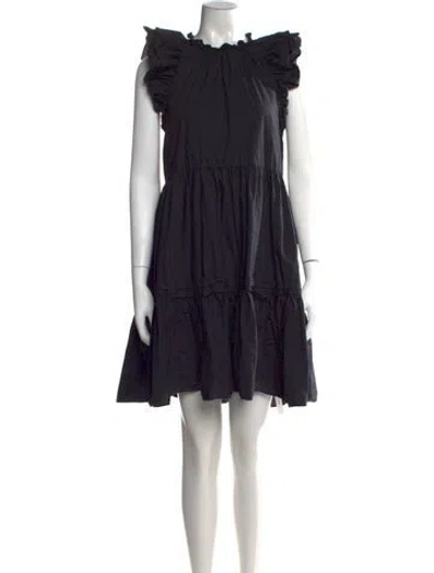 Pre-owned Ulla Johnson Crew Neck Mini Dress In Black