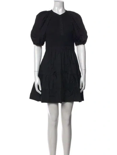 Pre-owned Ulla Johnson Crew Neck Mini Dress In Black