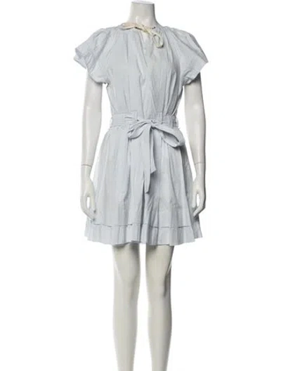 Pre-owned Ulla Johnson Crew Neck Mini Dress In Blue