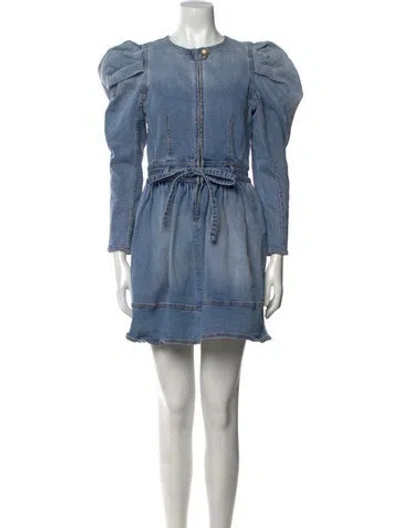 Pre-owned Ulla Johnson Crew Neck Mini Dress In Blue