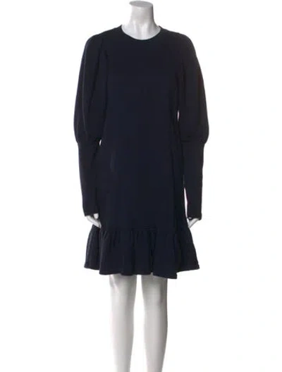 Pre-owned Ulla Johnson Crew Neck Mini Dress In Blue