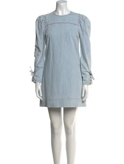 Pre-owned Ulla Johnson Crew Neck Mini Dress In Blue