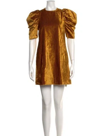 Pre-owned Ulla Johnson Crew Neck Mini Dress In Gold