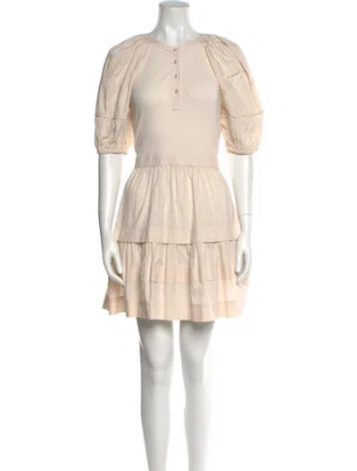 Pre-owned Ulla Johnson Crew Neck Mini Dress In Neutral