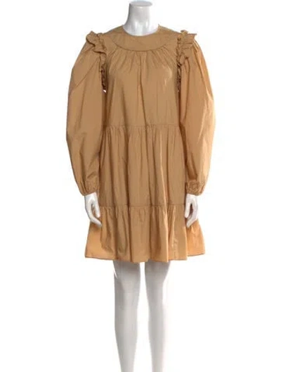 Pre-owned Ulla Johnson Crew Neck Mini Dress In Neutral