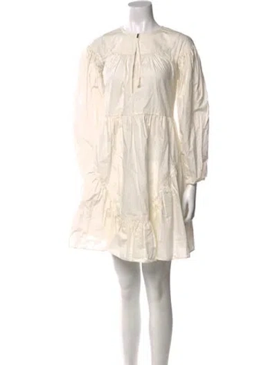 Pre-owned Ulla Johnson Crew Neck Mini Dress In Neutral