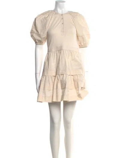 Pre-owned Ulla Johnson Crew Neck Mini Dress In Neutral