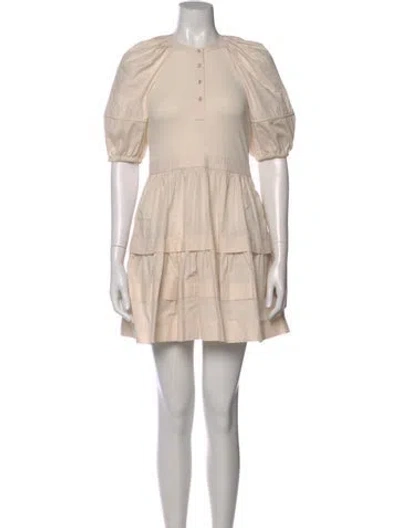 Pre-owned Ulla Johnson Crew Neck Mini Dress In Neutral
