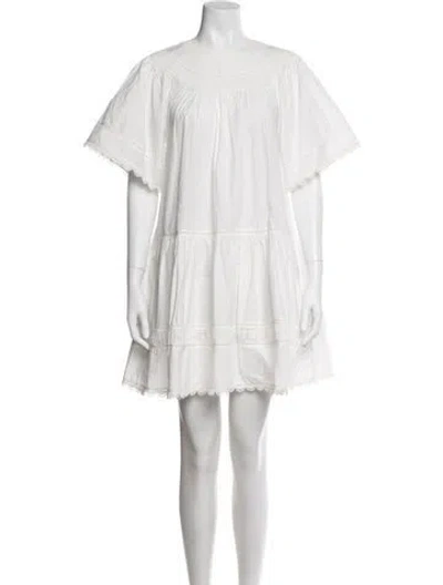 Pre-owned Ulla Johnson Crew Neck Mini Dress In Neutral
