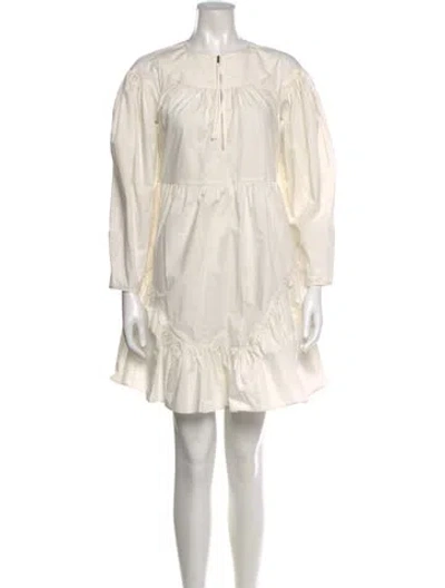 Pre-owned Ulla Johnson Crew Neck Mini Dress In Neutrals