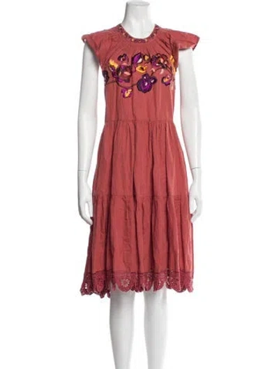 Pre-owned Ulla Johnson Crew Neck Mini Dress In Orange