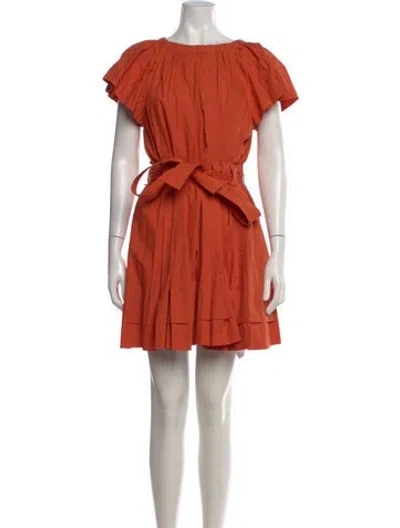 Pre-owned Ulla Johnson Crew Neck Mini Dress In Orange