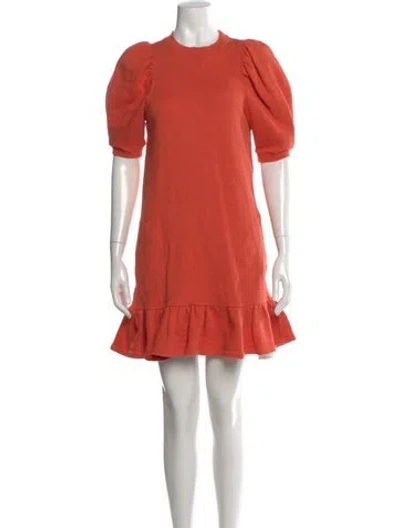 Pre-owned Ulla Johnson Crew Neck Mini Dress In Orange