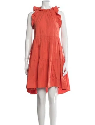 Pre-owned Ulla Johnson Crew Neck Mini Dress In Orange