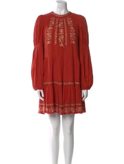 Pre-owned Ulla Johnson Crew Neck Mini Dress In Red