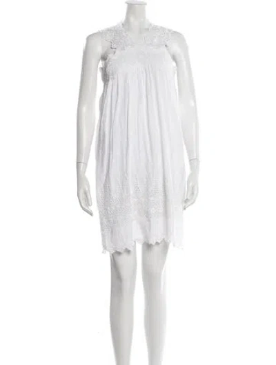 Pre-owned Ulla Johnson Crew Neck Mini Dress In White
