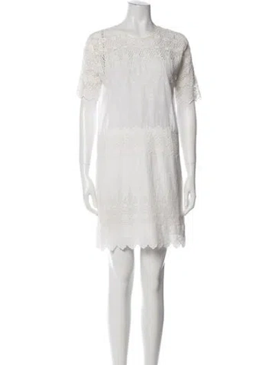 Pre-owned Ulla Johnson Crew Neck Mini Dress In White