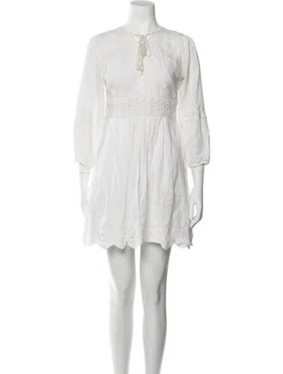 Pre-owned Ulla Johnson Crew Neck Mini Dress In White