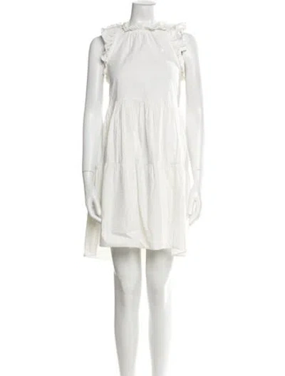 Pre-owned Ulla Johnson Crew Neck Mini Dress In White