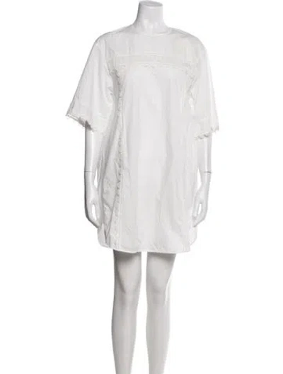 Pre-owned Ulla Johnson Crew Neck Mini Dress In White