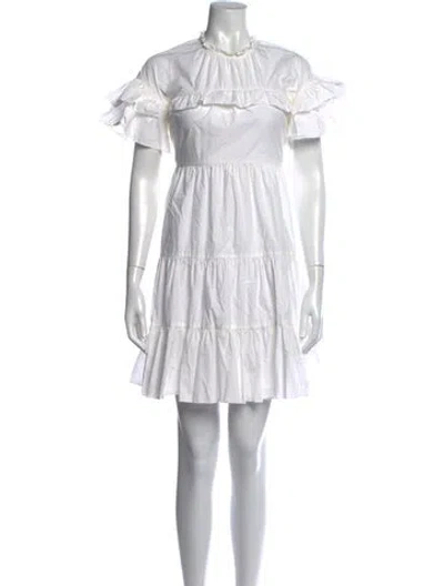 Pre-owned Ulla Johnson Crew Neck Mini Dress In White