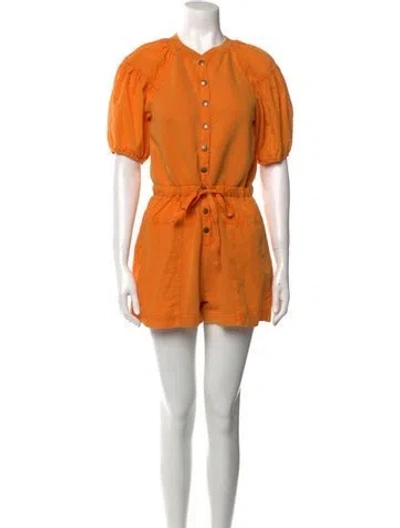 Pre-owned Ulla Johnson Crew Neck Romper In Orange