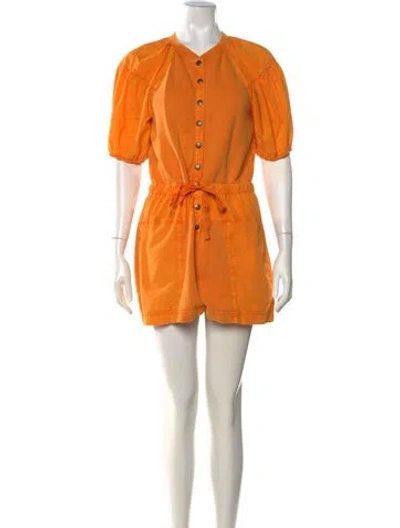 Pre-owned Ulla Johnson Crew Neck Romper In Orange
