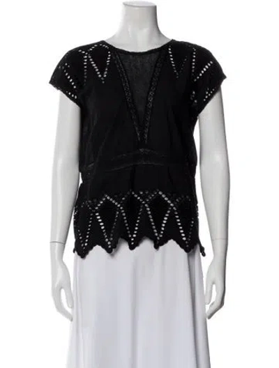 Pre-owned Ulla Johnson Crew Neck Short Sleeve Blouse In Black