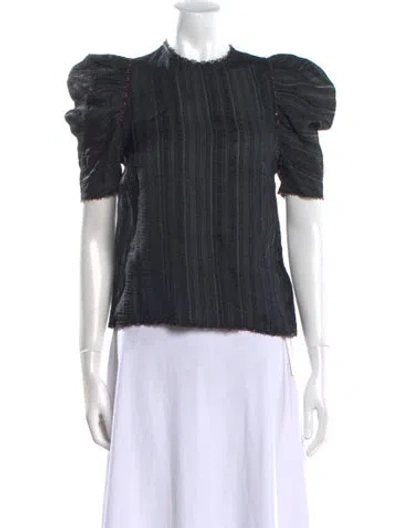 Pre-owned Ulla Johnson Crew Neck Short Sleeve Blouse In Black
