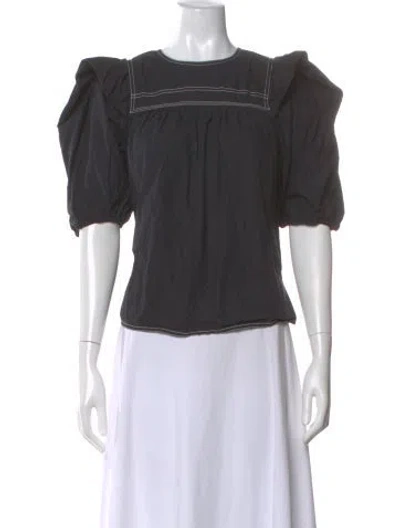 Pre-owned Ulla Johnson Crew Neck Short Sleeve Blouse In Black