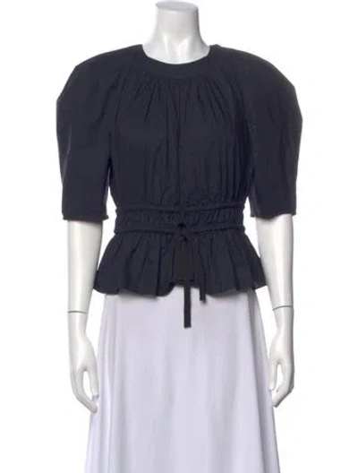 Pre-owned Ulla Johnson Crew Neck Short Sleeve Blouse In Black